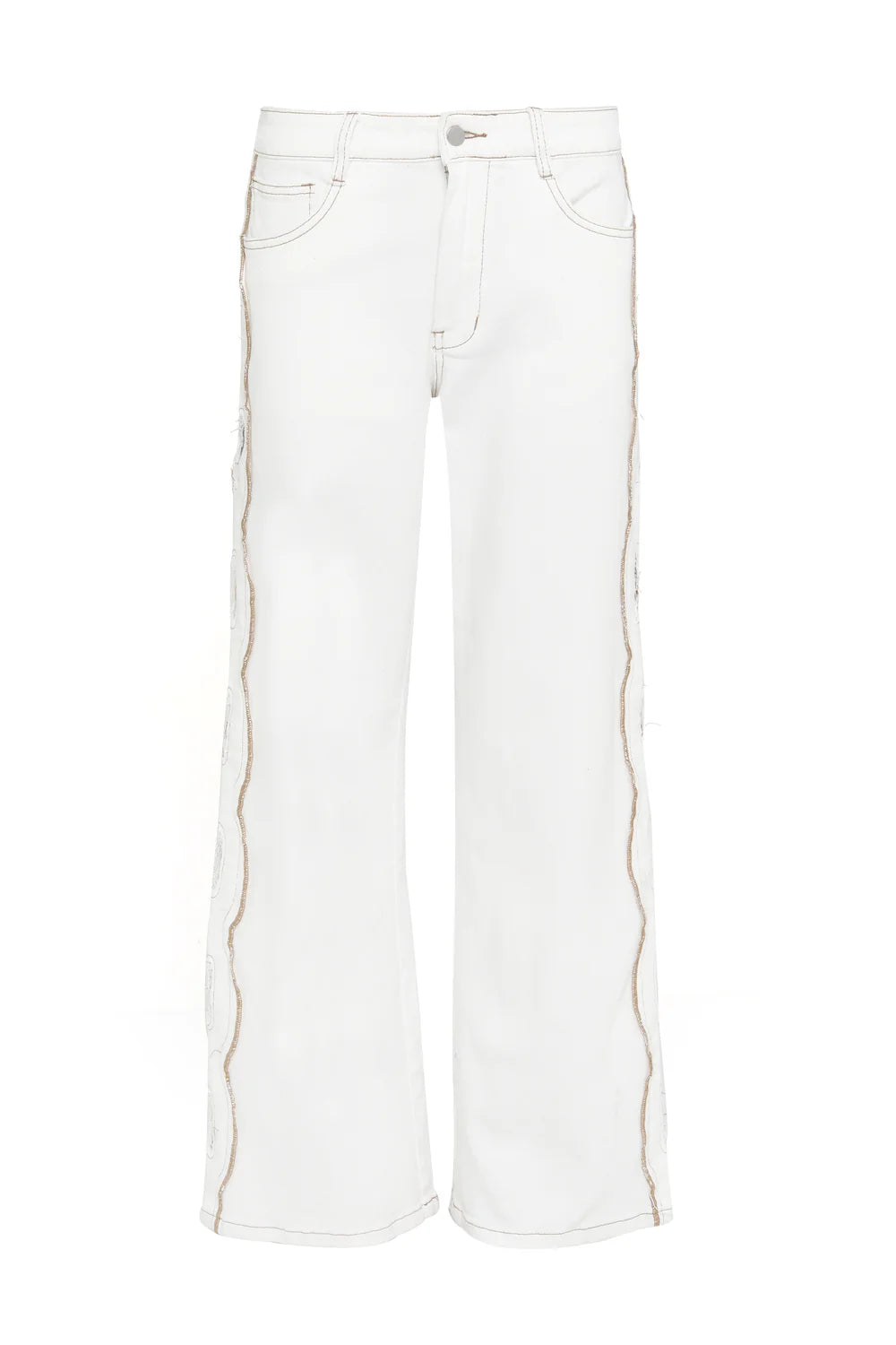 White Eyelet Wide Leg Jeans