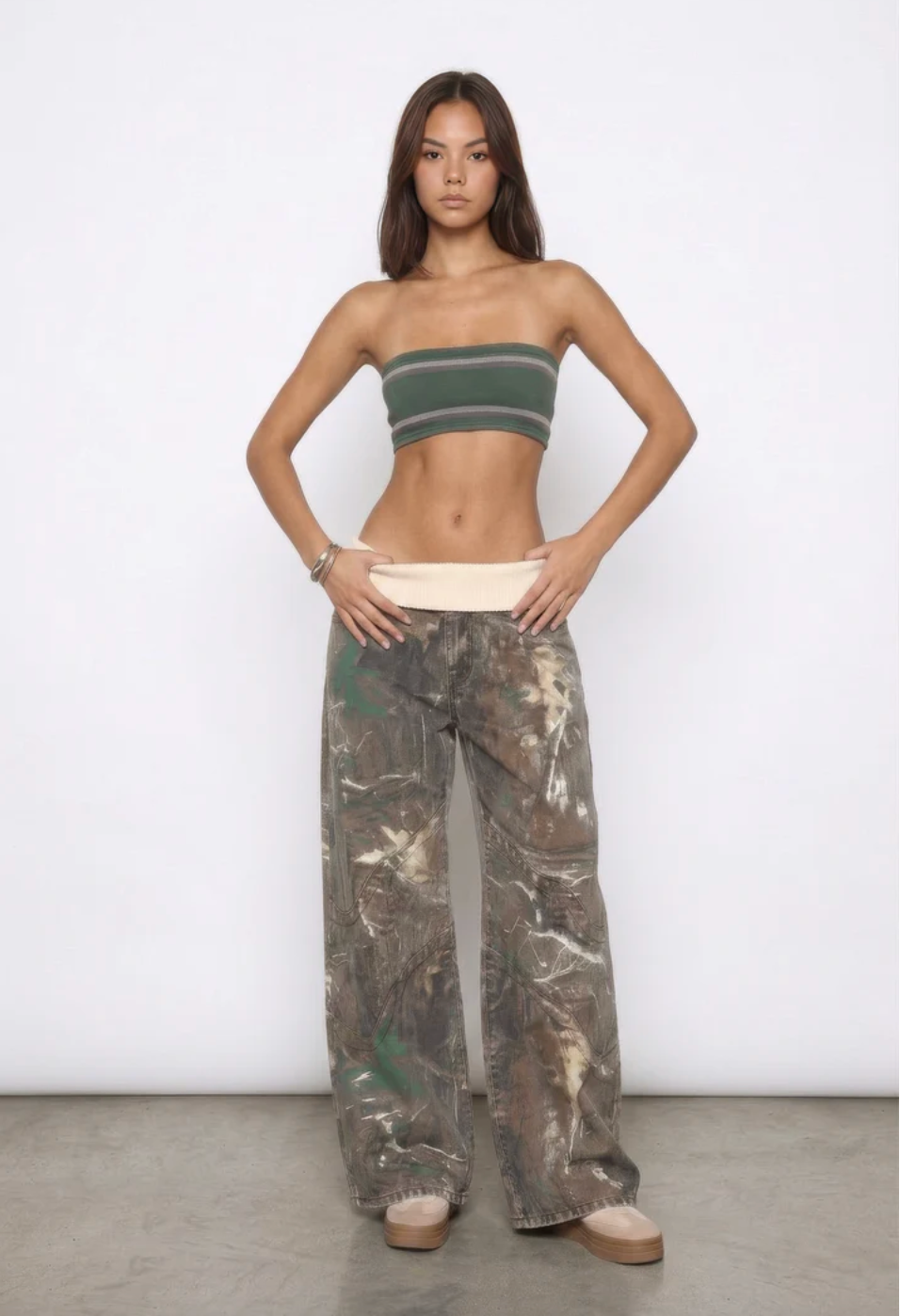 Camo Fold Over Jeans