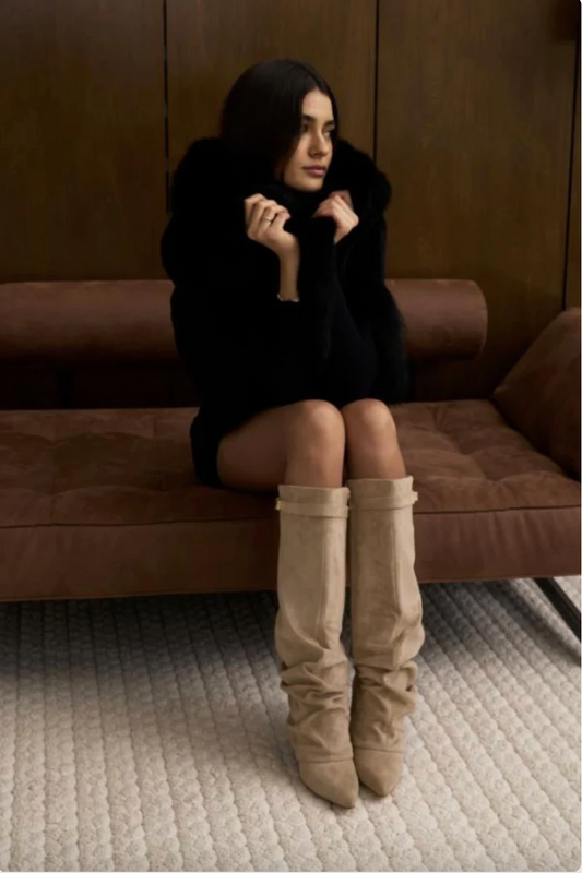 Beige Vienna Slouchy Suede Boots