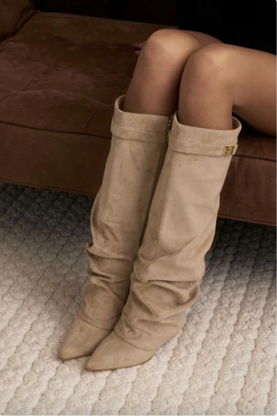 Beige Vienna Slouchy Suede Boots